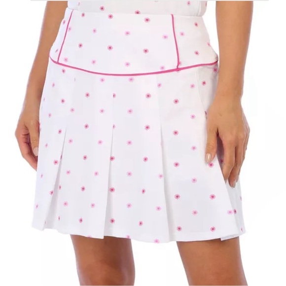 NWT Nanette Lepore White Tennis Skirt Skort w Hot Pink Sunbursts Size Small - Picture 2 of 15